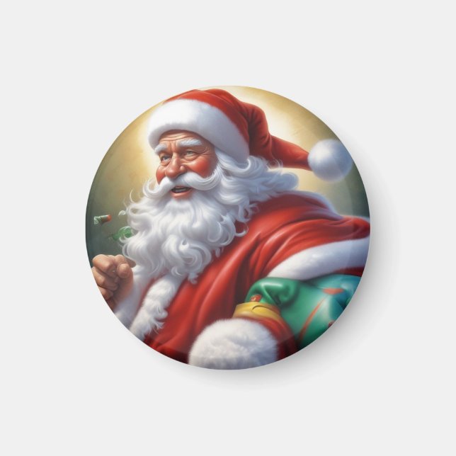 Imán Santa Cláusula Feliz Navidad Feliz Año Nuevo (Frente)