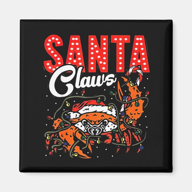 Imán Santa Claws Christmas Funny Crab Lights Holiday Ca (Frente)