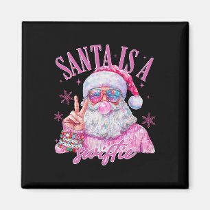 Imán Santa con gafas de sol rosadas es un Santa rápido 