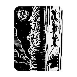 Imán Santa con Perro Sleigh en la imprenta del Lino Árt