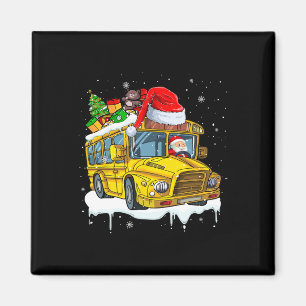Imán Santa conduciendo autobús escolar árbol de Navidad