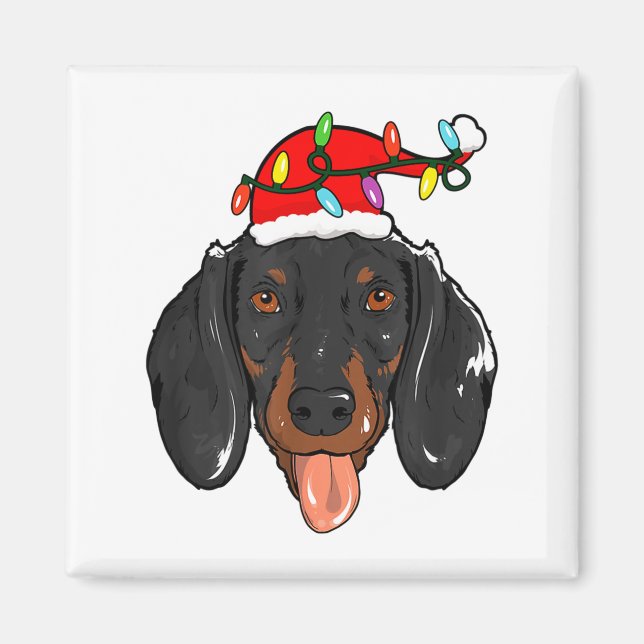 Imán Santa Dachshund Light Christmas  (Frente)