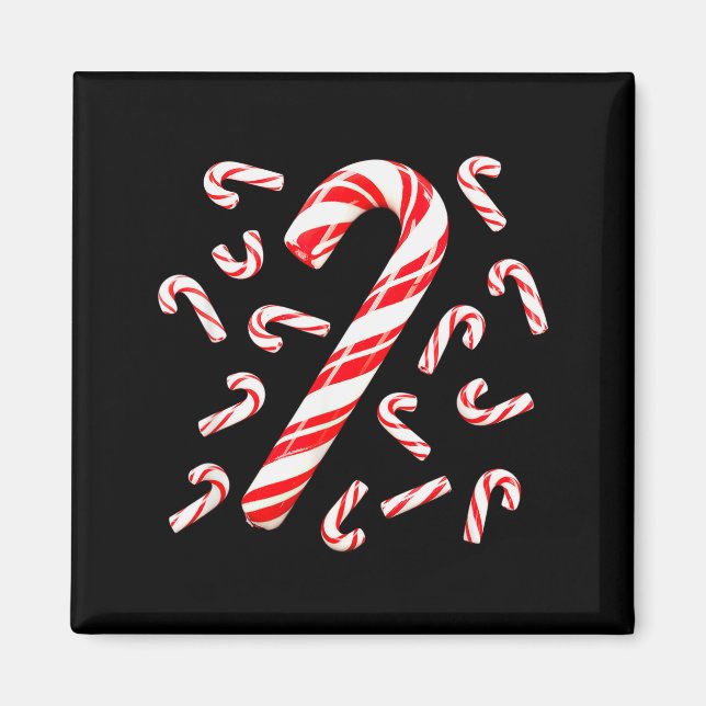 Imán Santa de caramelo rojo y blanco de Navidad  (Frente)
