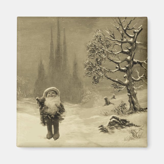 Imán SANTA DE LOS Navidades divertidos de GNOMES Sepia  (Frente)