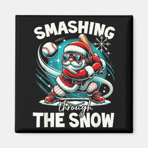 Imán Santa de Navidad jugador de béisbol, rompiendo a t