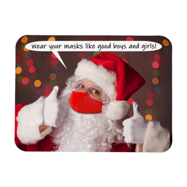 Imán Santa diciendo Usa las máscaras de tu cara (Horizontal)