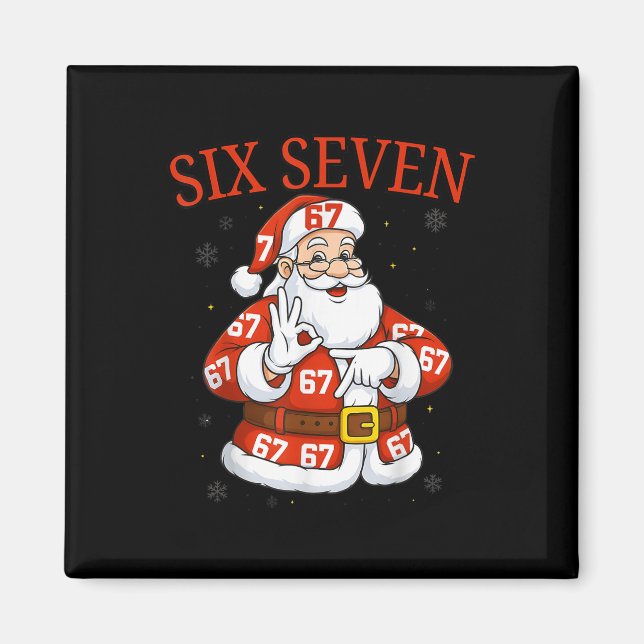 Imán Santa divertido 67 Seis Siete Meme Navidad Festejo (Frente)