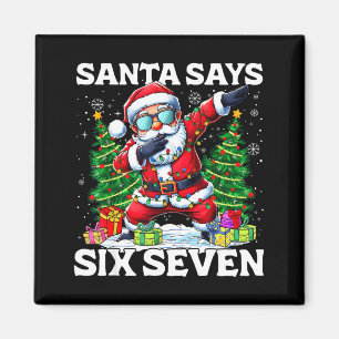 Imán Santa divertido haciendo Dabbing dice Seis Siete 6