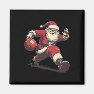 Imán Santa divertido jugador de bolos de Navidad Xmas P