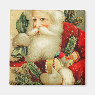 Imán Santa Entregando Juguetes Vintage Magnet