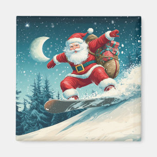 Imán Santa entregando regalos de Navidad en una tabla d