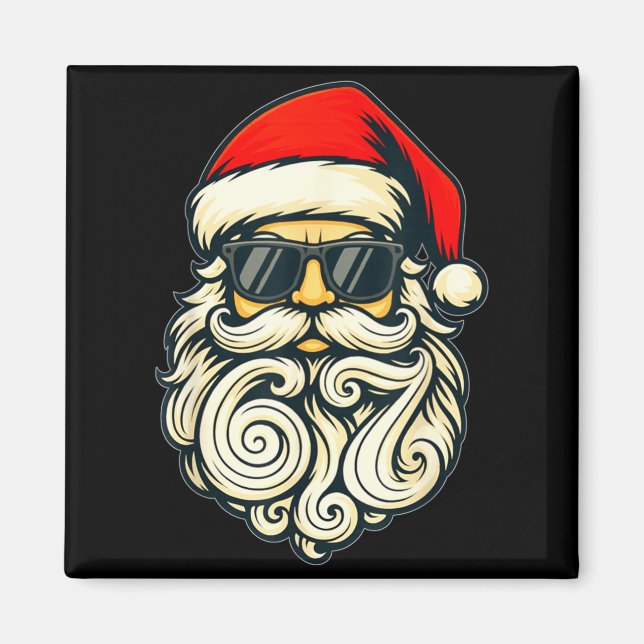 Imán Santa Face Retro Sungles 6 7 Christmas 67 Santa Si (Frente)