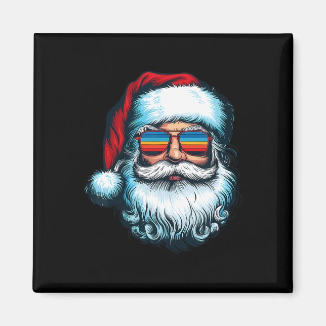 Imán Santa Face Retro Sungles Christmas Xmas Men Women  (Frente)