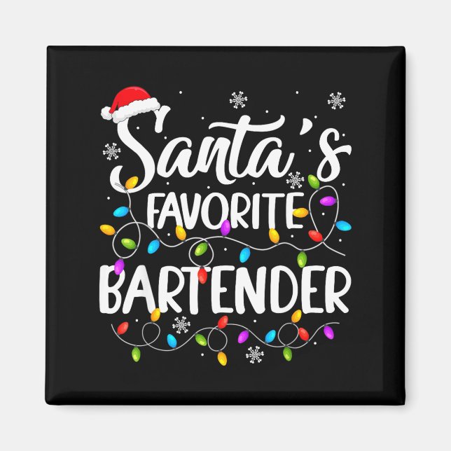 Imán Santa Favorite Bartender Christmas Lights Funny Xm (Frente)