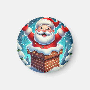 Imán Santa festivo saliendo de la chimenea