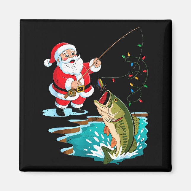 Imán Santa Fishing Lure B Fish Christmas Pajamas Boy To (Frente)