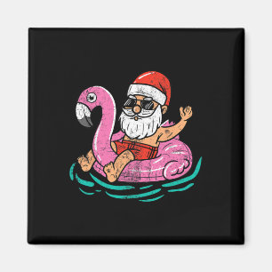 Imán Santa Flamingo Flotador Divertido Navidad En Julio
