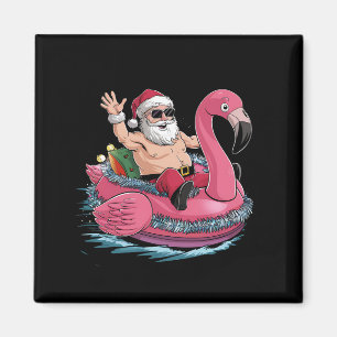 Imán Santa Flamingo Flotador Navidad En Verano Julio