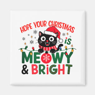 Imán Santa Gato Negro 'Maullido y Brillante' Navidad
