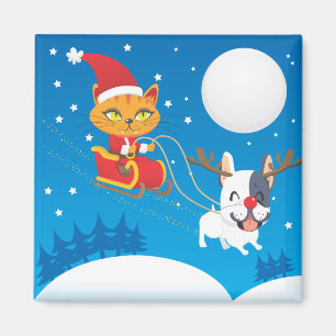 Imán Santa Gato Sleigh