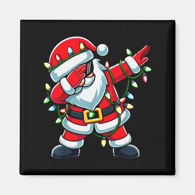Imán Santa haciendo dab Luces de Navidad Navidad divert (Frente)