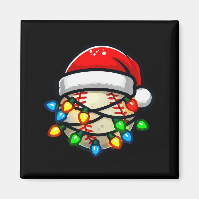 Imán Santa Hat Baseball Toddler Kids Christmas Lights X (Frente)