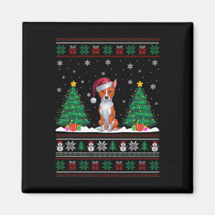 Imán Santa Hat Basenji Perro Árbol de Navidad enciende