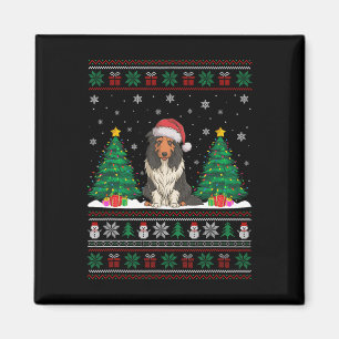 Imán Santa Hat Beart Collie Dog Xmas Árbol alumbrado Fe