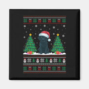 Imán Santa Hat Black Labrador Dog Xmas Tree se ilumina