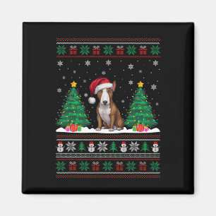 Imán Santa Hat Bull Terrier Perro Xmas Árbol alumbra S
