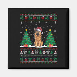 Imán Santa Hat German Shepherd Dog Xmas Tree Lights Ugl
