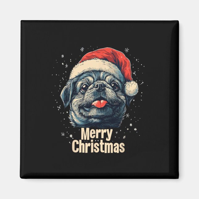 Imán Santa Hat Pekingese Feliz Navidad Perro amante (Frente)