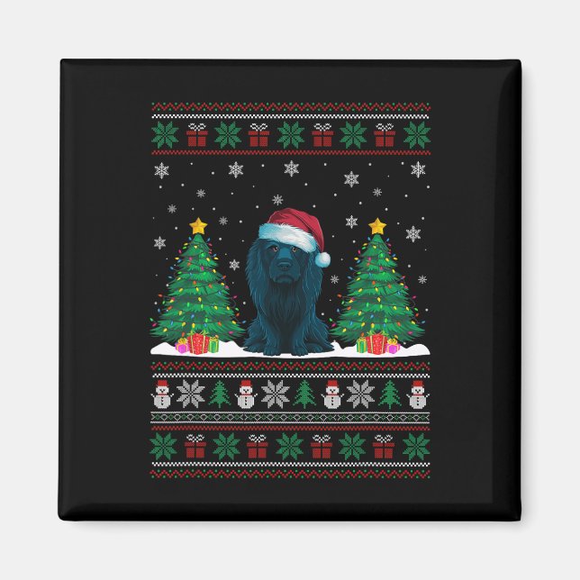 Imán Santa Hat Perro árbol de Navidad de África enciend (Frente)