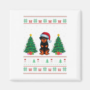 Imán Santa Hat Rottweiler Perro Árbol de Navidad Luces