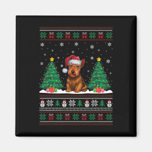 Imán Santa Hat Scottish Terrier Dog Xmas Tree Luces Ug