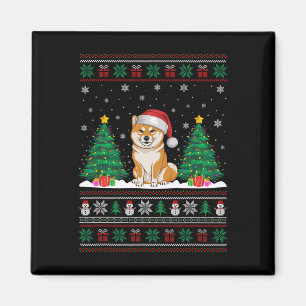 Imán Santa Hat Shiba Inu Perro Árbol de Navidad se ilum