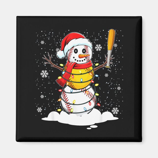 Imán Santa Hat Snowman Xmas Funny Baseball Softball Chr (Frente)