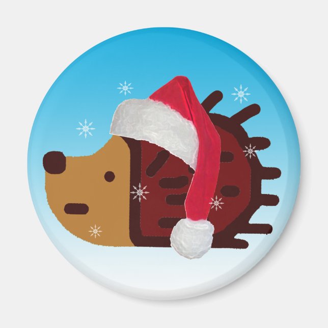 Imán ¡Santa Hedgehog en la nieve! (Frente)