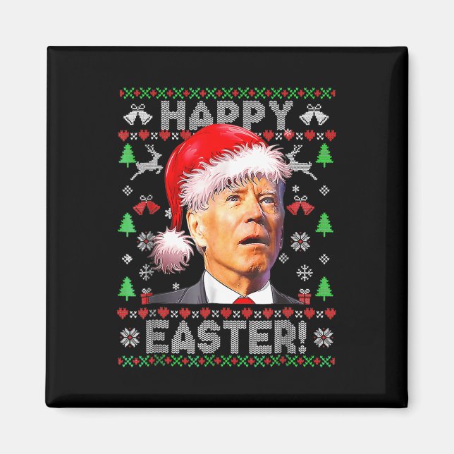 Imán Santa Joe Biden Feliz Pascua Navidades feos 1 (Frente)