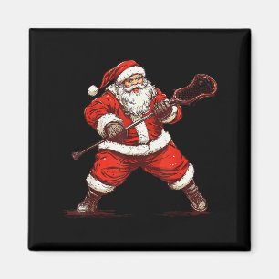 Imán Santa jugando lacrosse divertido lacrosse lax juga
