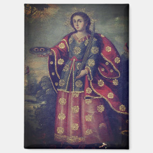 Imán Santa Lucy al estilo de la Escuela Cusco