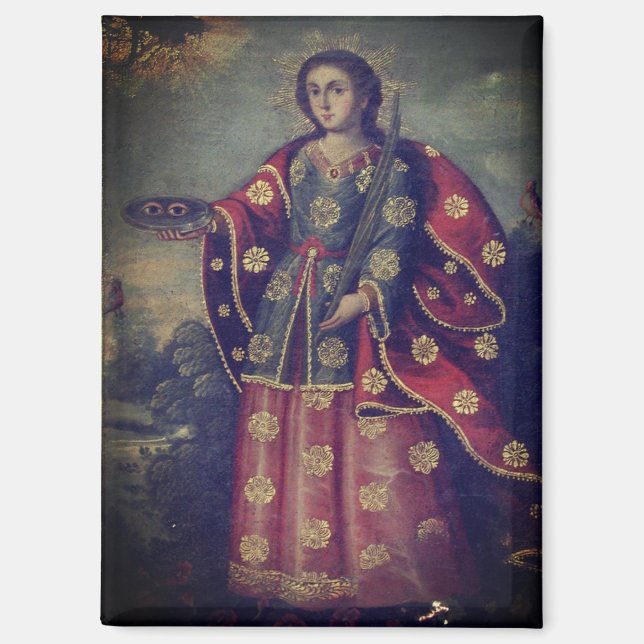 Imán Santa Lucy al estilo de la Escuela Cusco (Anverso)