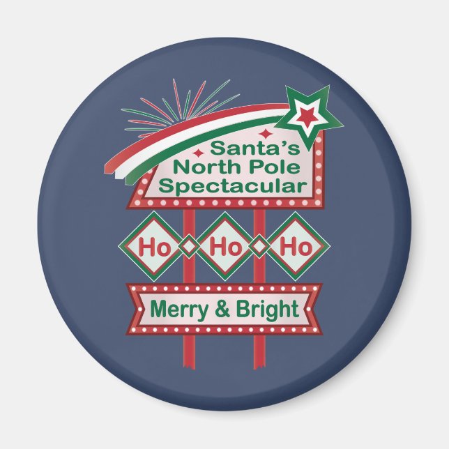 Imán Santa Marquee Retro - Ho Ho Merry & Bright (Frente)