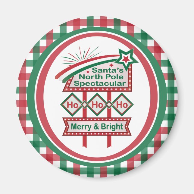 Imán Santa Marquee Retro - Ho Ho Merry & Bright (Frente)