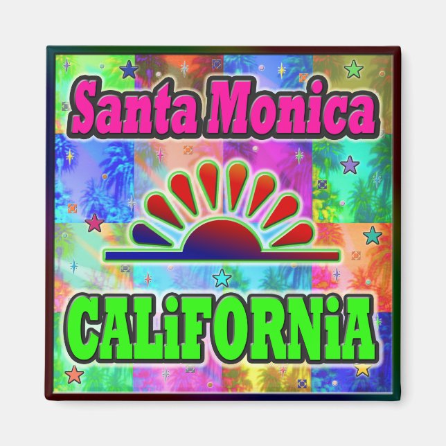 Imán Santa Monica Sun & Palms Magnet (Frente)