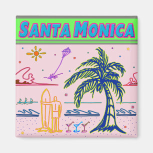 Imán Santa Mónica Surfer Beach Magnet