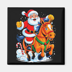 Imán Santa montando a caballo divertido equestre Navida