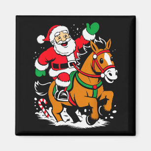 Imán Santa montando caballo divertido equestre Navidad 