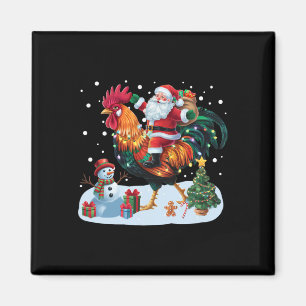Imán Santa montando pollo Luces divertidas de Navidad A