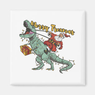 Imán Santa montando T Rex - Feliz Trexmas